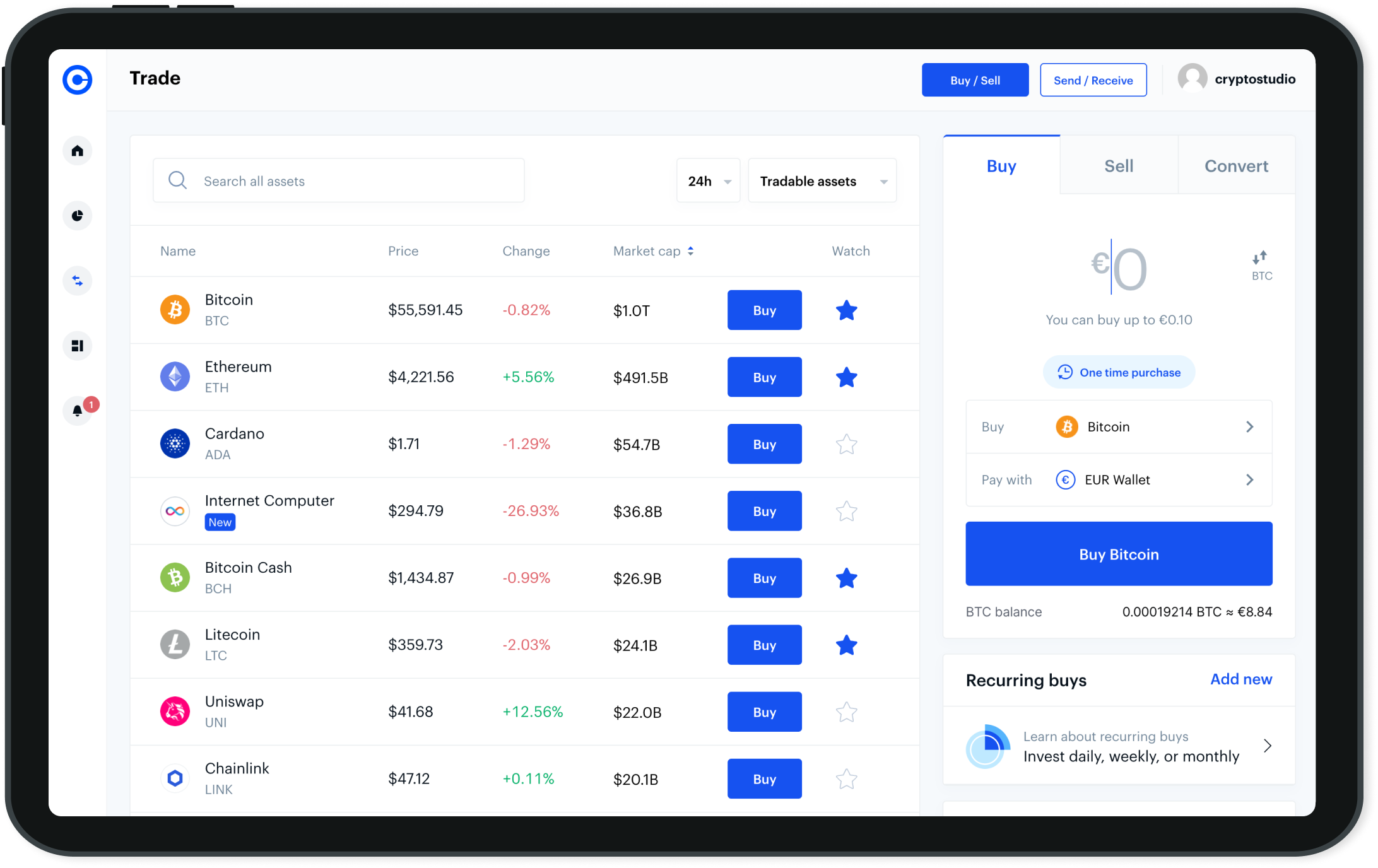 Coinbase Exchange Prices